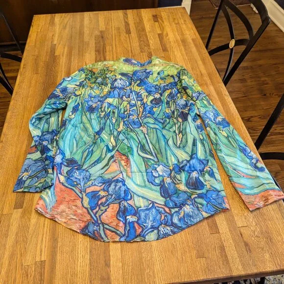 Beautiful Iris Long Sleeved Silky Women's Blouse 2XL - Picture 6 of 7